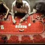 Playing in a casino.